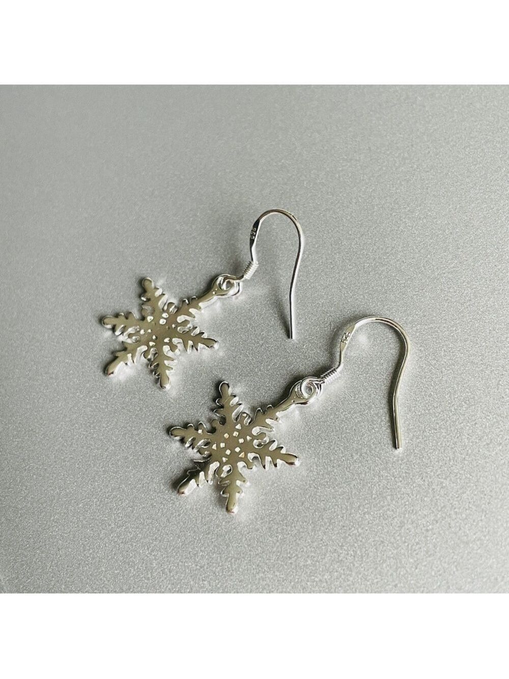 Snowflake Dangle Sterling Silver Earrings Festive Frozen Winter Christmas - Picture 6 of 8